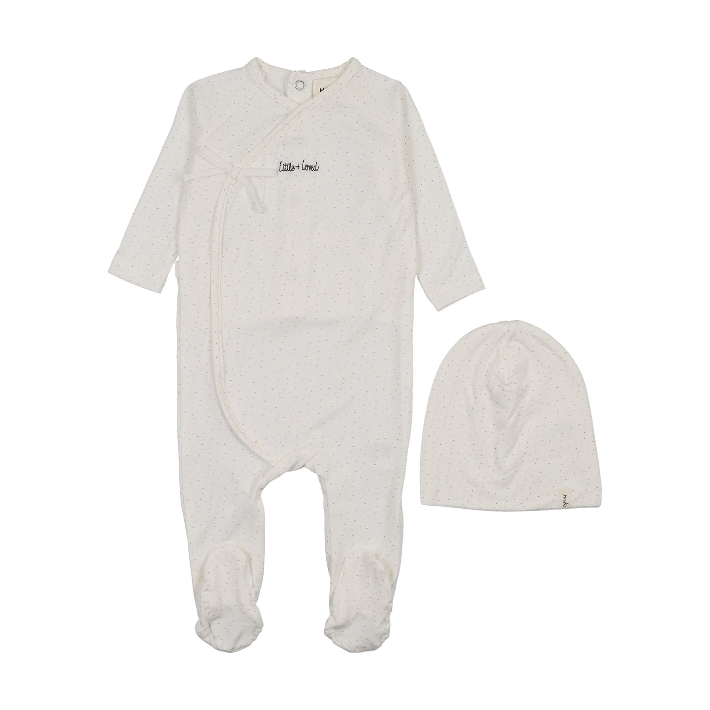 Mema Knits Mock Wrap Polka Dot Footie Set