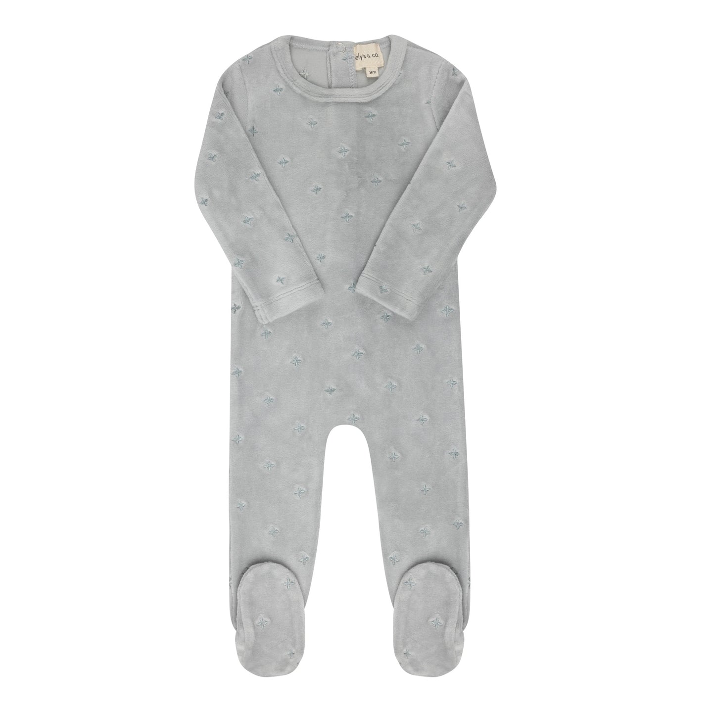 Ely's & Co. Velour Embroidered Floral Footie
