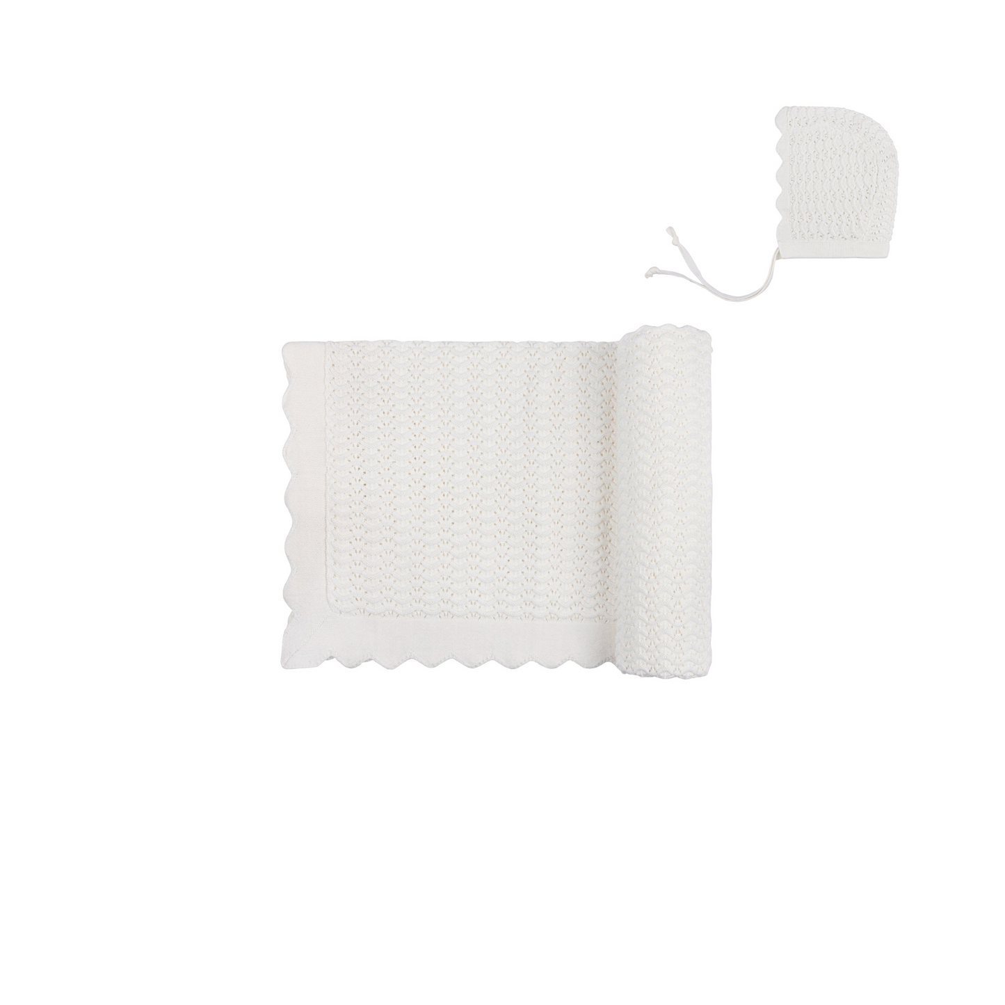 Looms By Ely's & Co. Knit Pointelle Blanket and Bonnet