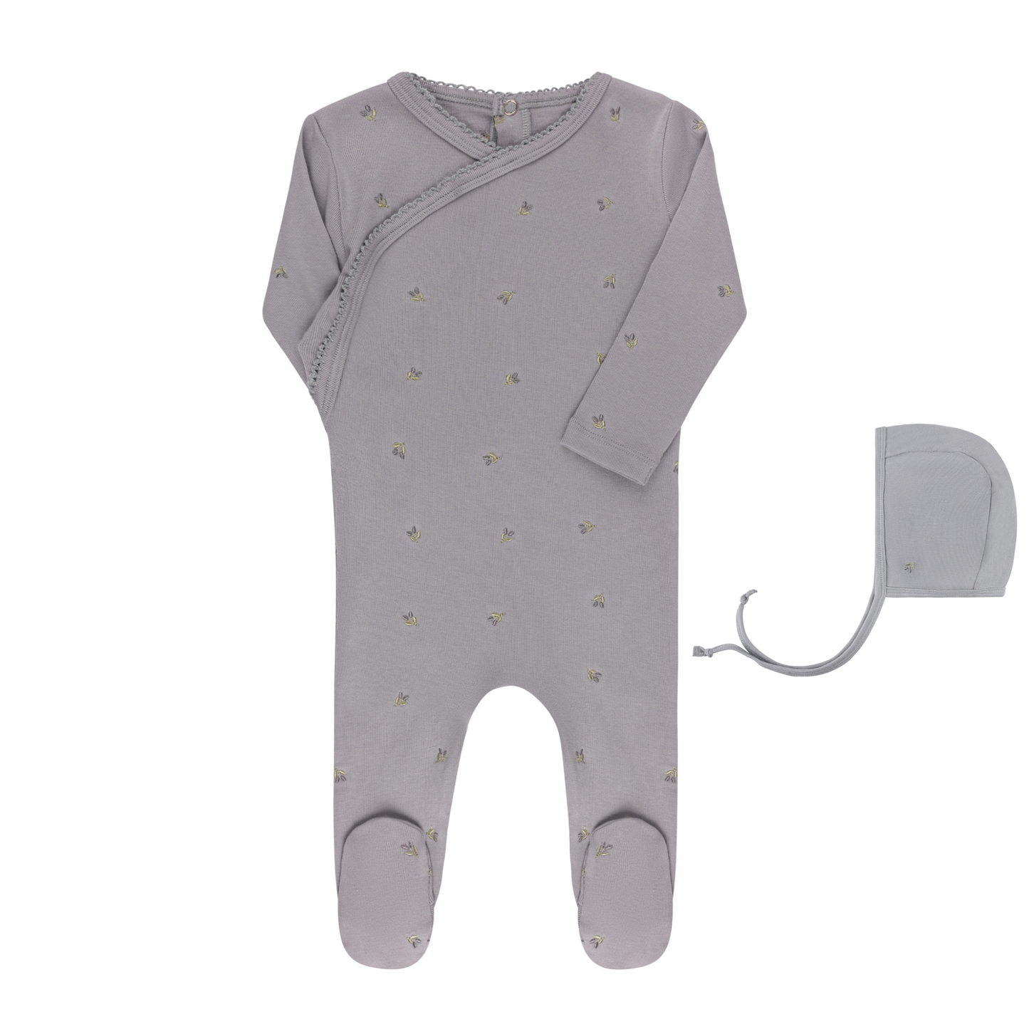 Ely's & Co. Embroidered Tulip/Berry Footie Set