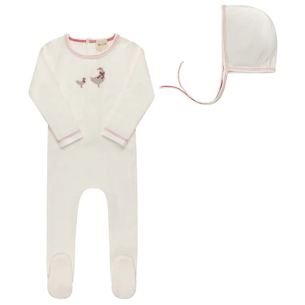 Ely's & Co. Cross Stitch Duckling Footie Set