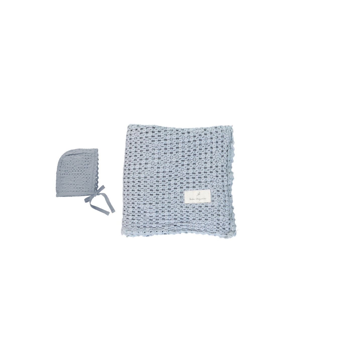 Bebe Organic Signature Waffle Blanket and Bonnet