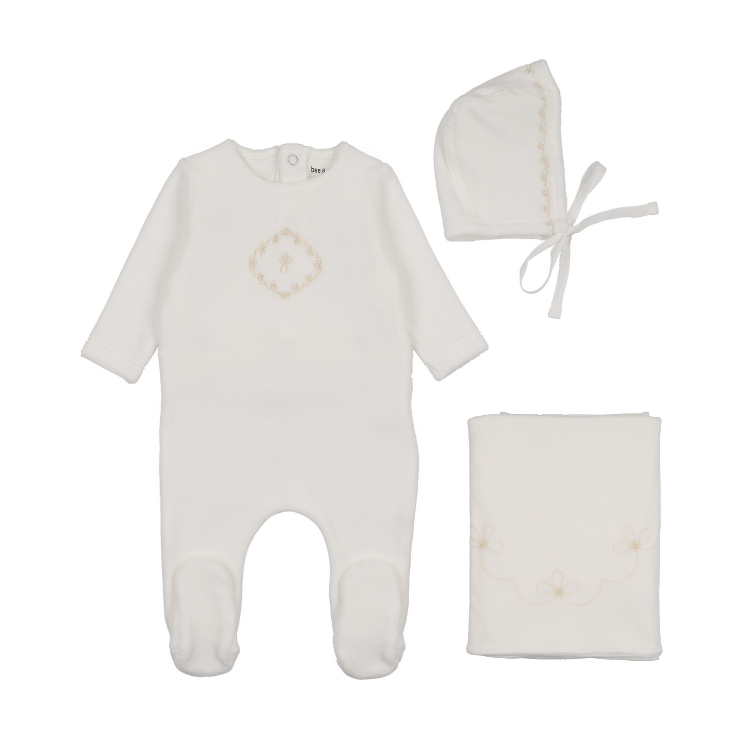 Bee and Dee Lovely Loops Velour Layette Set