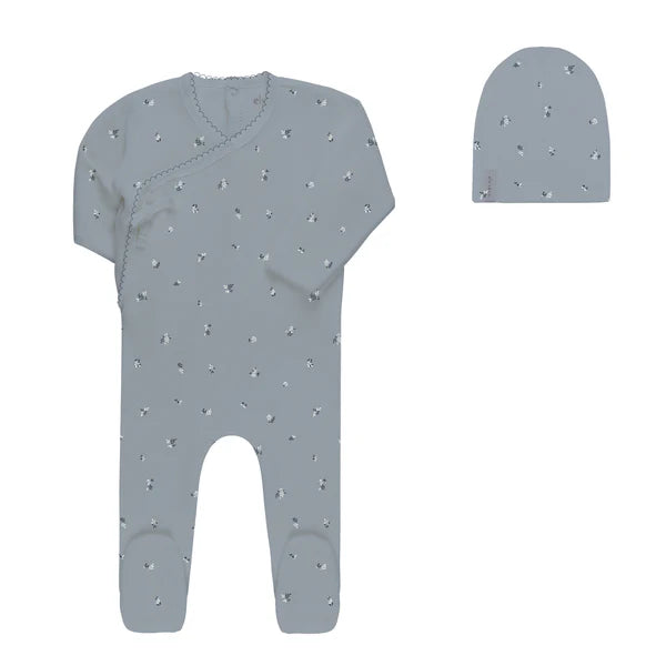 Ely's & Co. Velour Cluster Flower/Leaf Footie Set