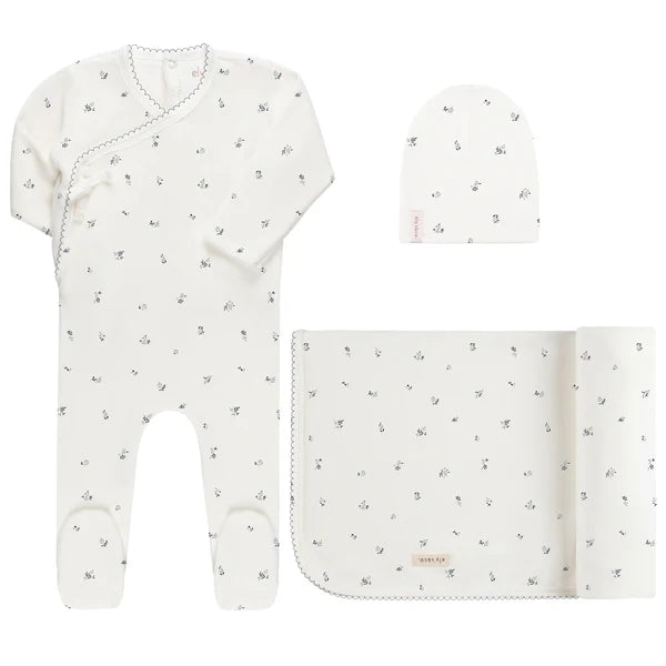 Ely's & Co. Velour Cluster Flower/Leaf Layette Set