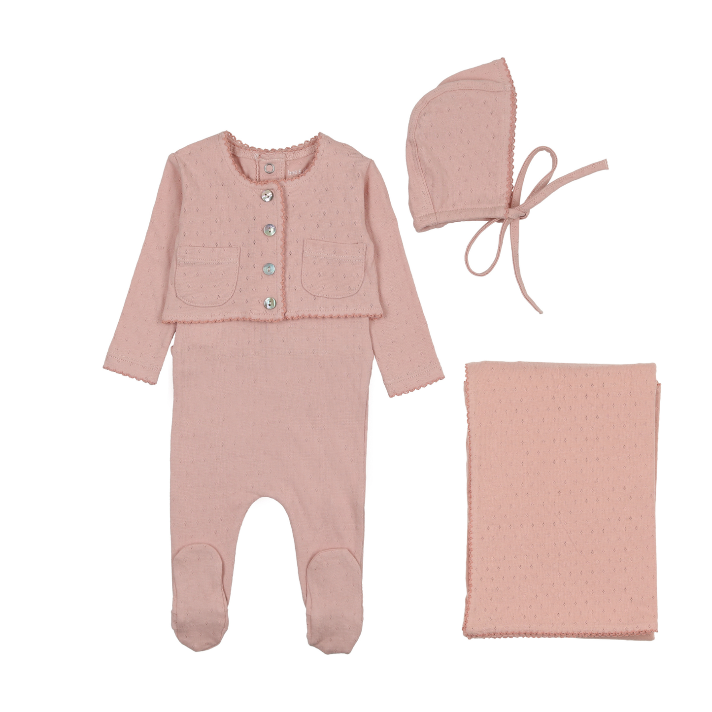 Bee and Dee Perfect Pointelle Outfit With Blanket