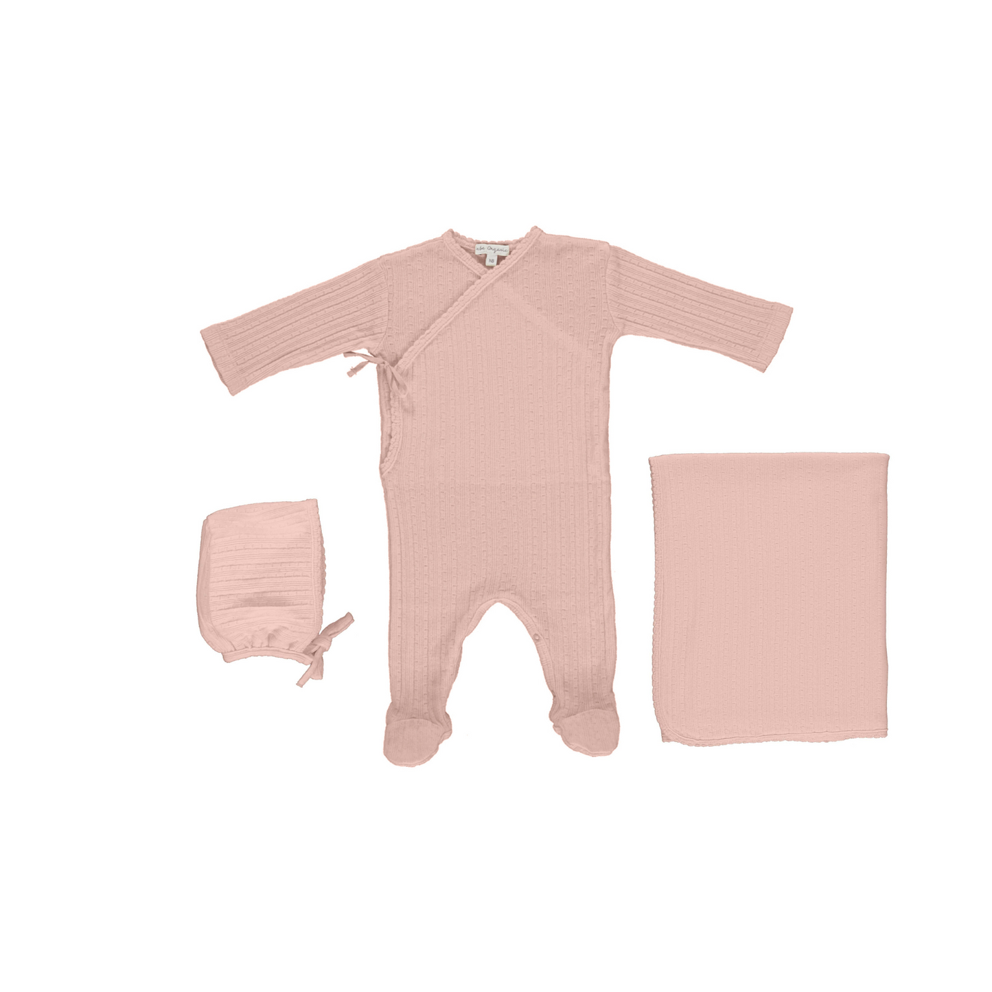 Bebe Organic Pointelle Bebe Wrap Overall Layette Set