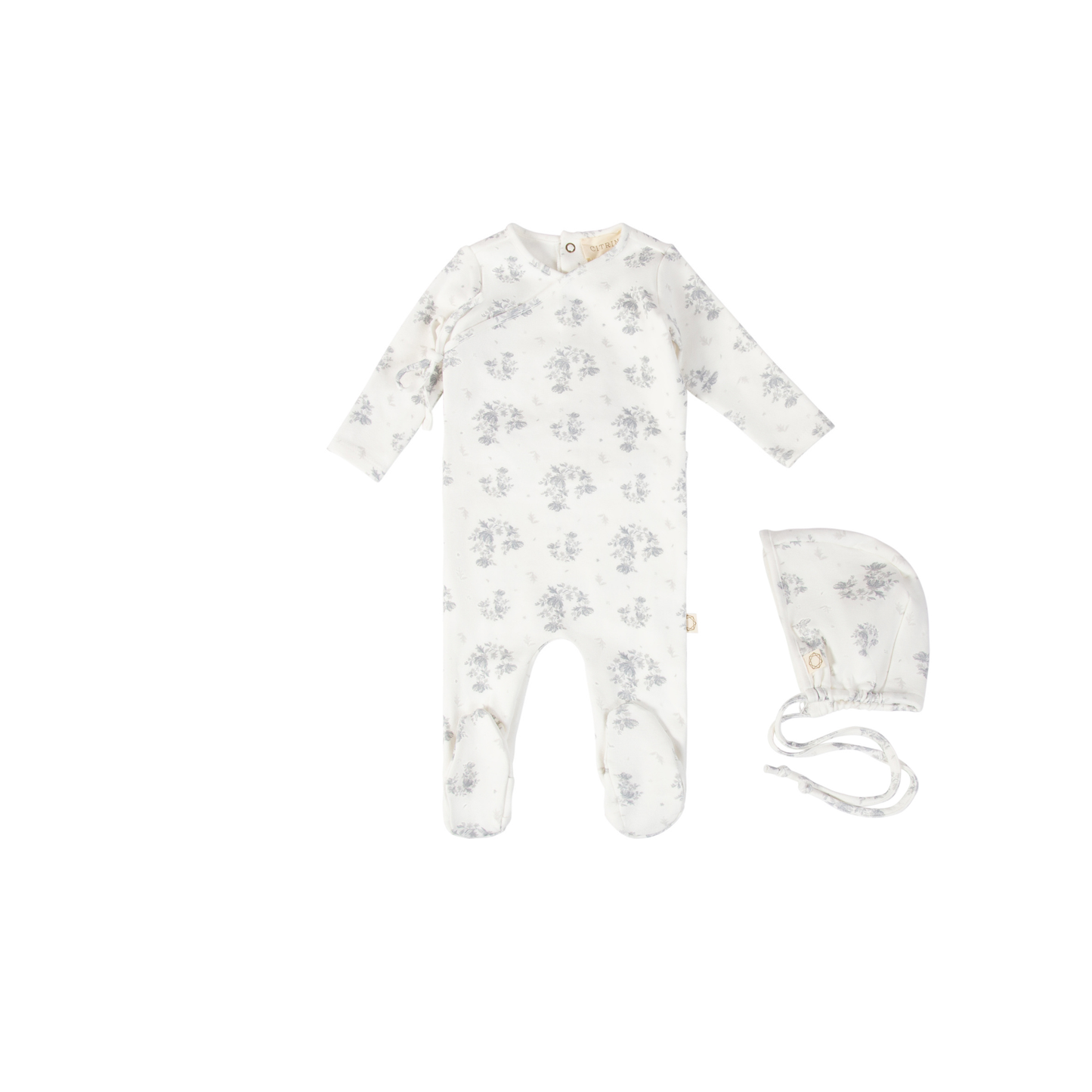 Citrine Tonal Floral Footie Set