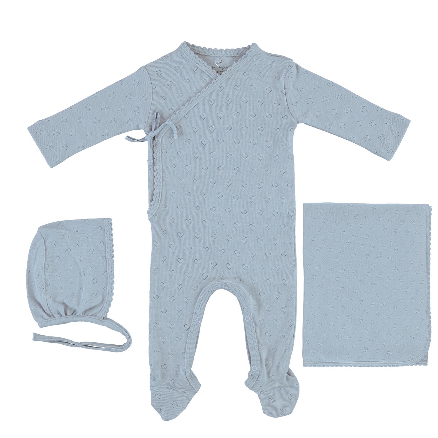 Bebe Organic Pointelle Heart Wrap Layette Set