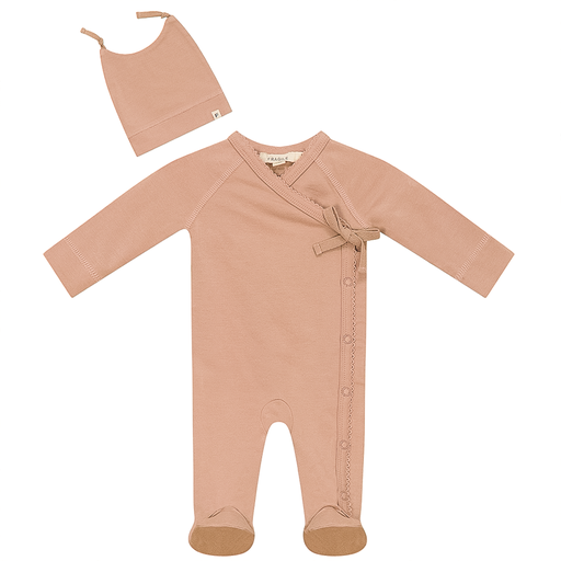 Fragile Solid Scallop Stitch Footie and Hat