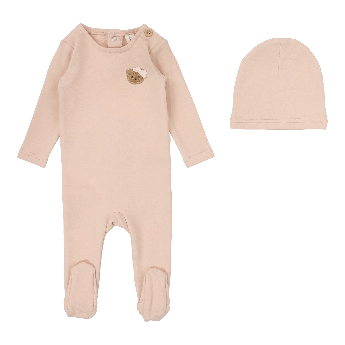 Lilette Bear Applique Footie Set