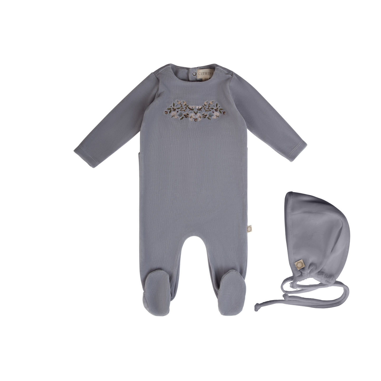 Citrine Embroidered Garden Footie Set