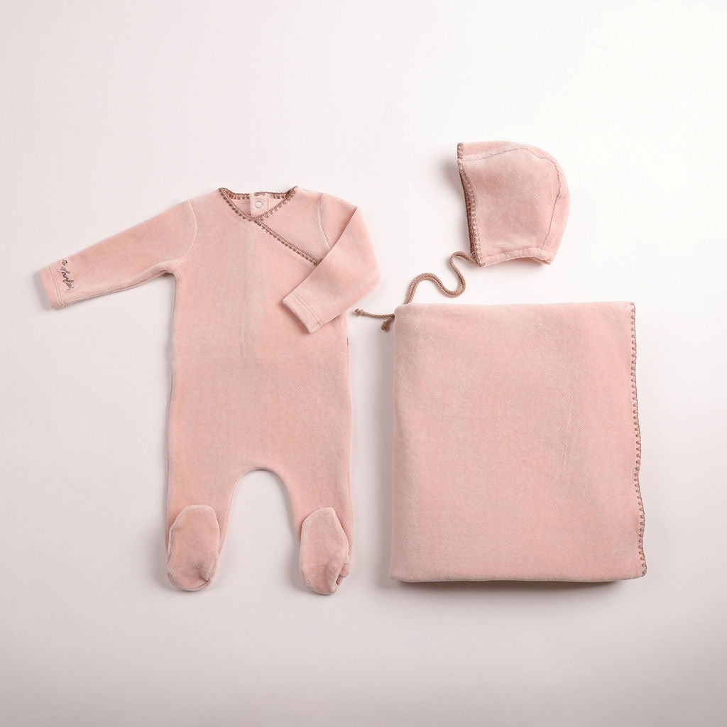 Bee and Dee Classic Stitch Velour Layette Set