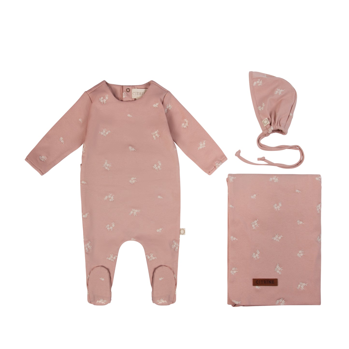 Citrine Embroidered Eyelet Layette Set