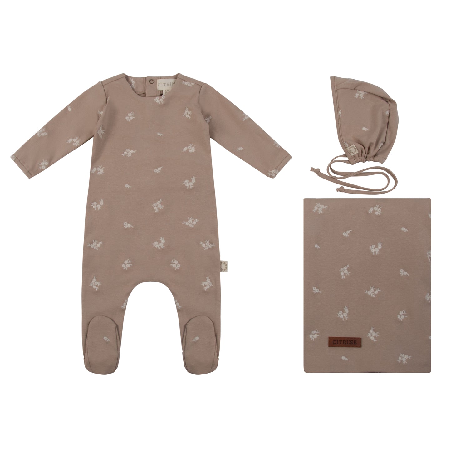 Citrine Embroidered Eyelet Layette Set