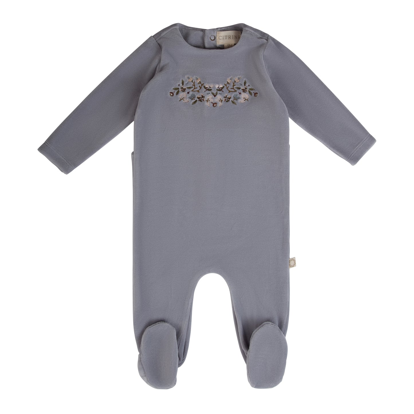 Citrine Embroidered Garden Footie