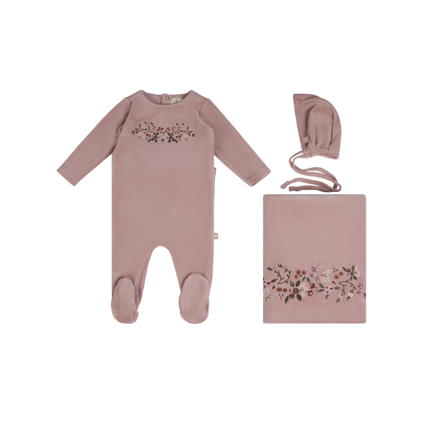 Citrine Embroidered Garden Layette Set