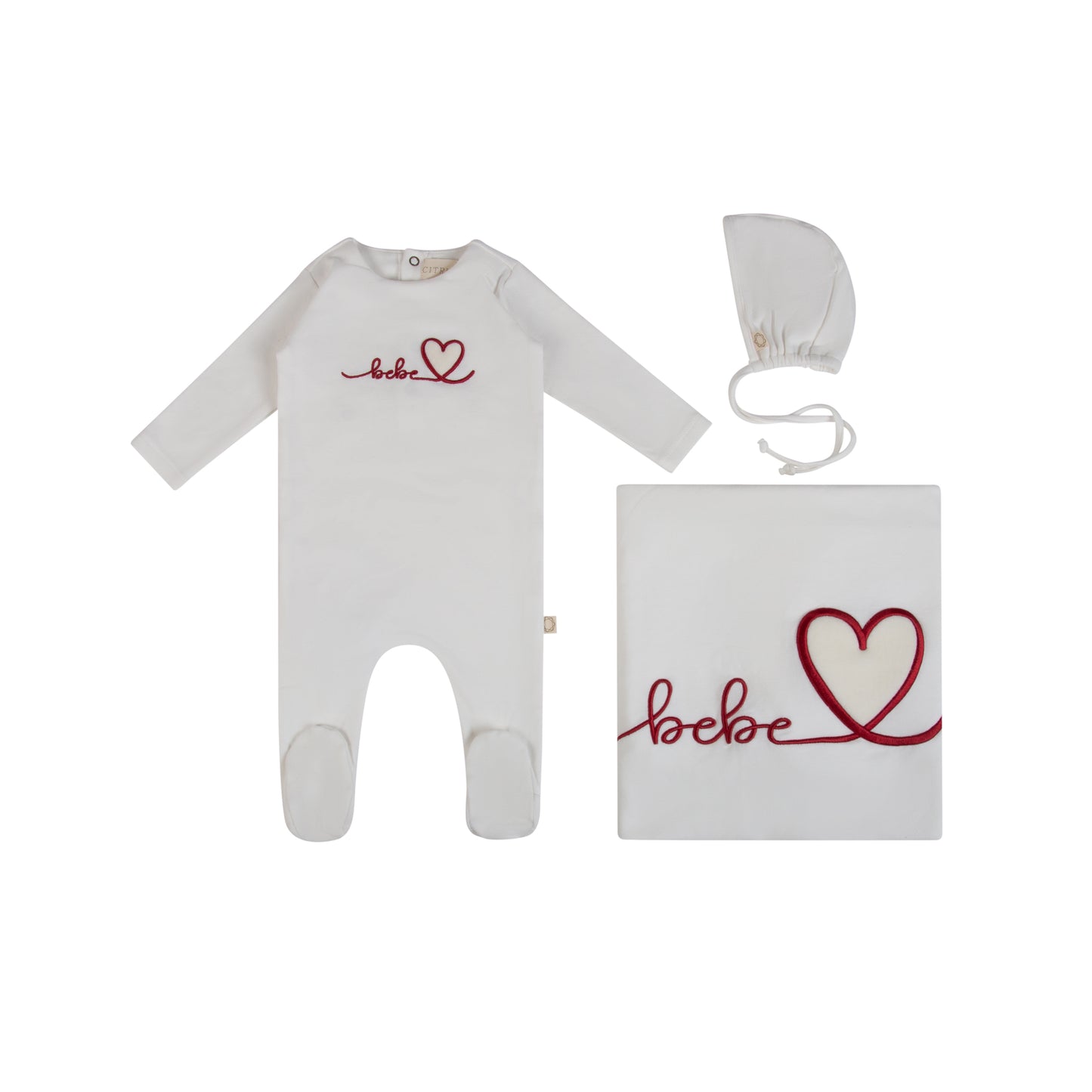 Citrine Heart Typography Layette Set