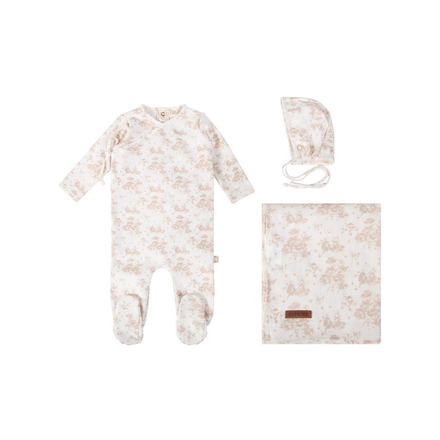 Citrine Tonal Floral Layette Set
