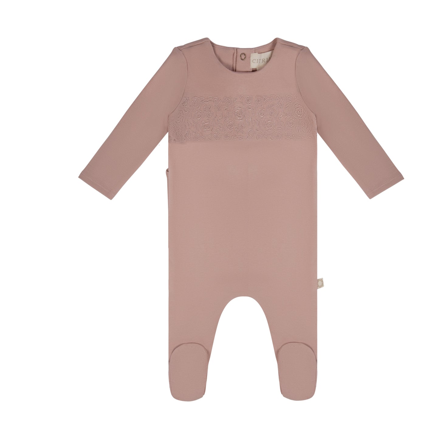 Citrine Lace Embroidery Footie