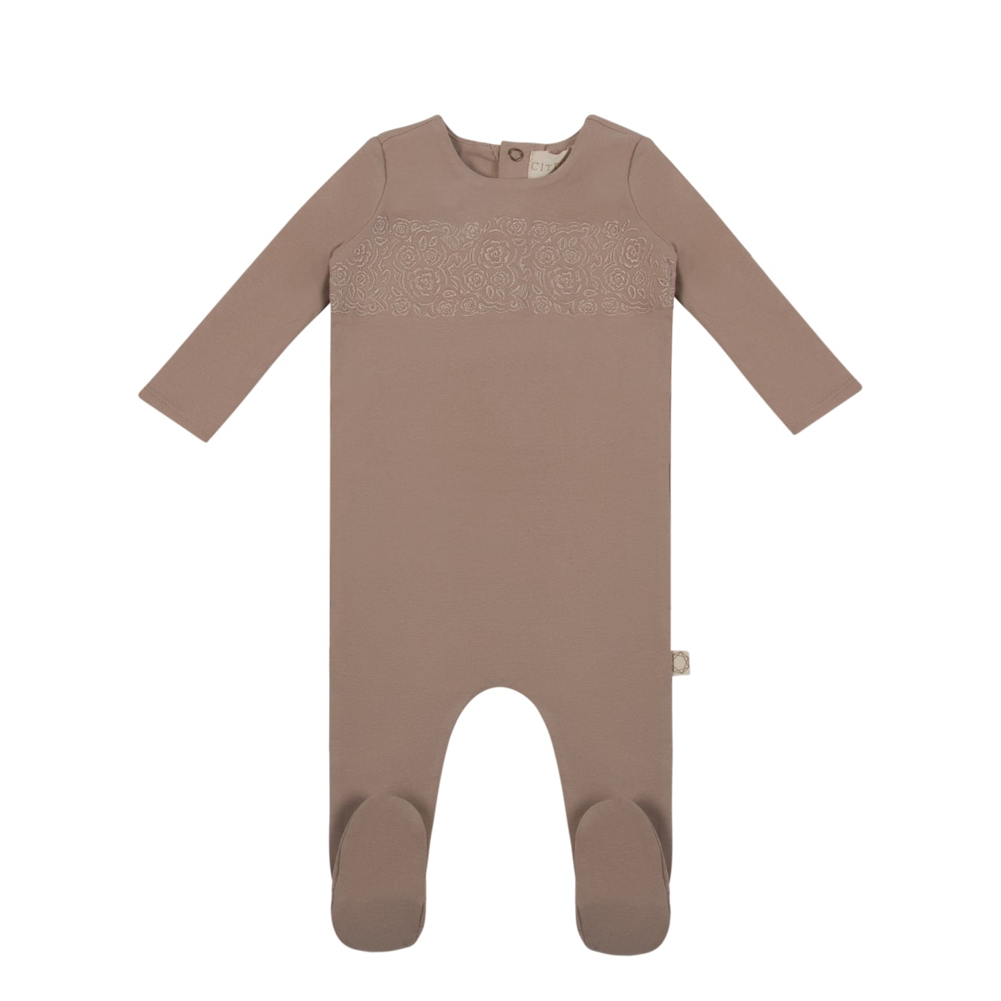 Citrine Lace Embroidery Footie