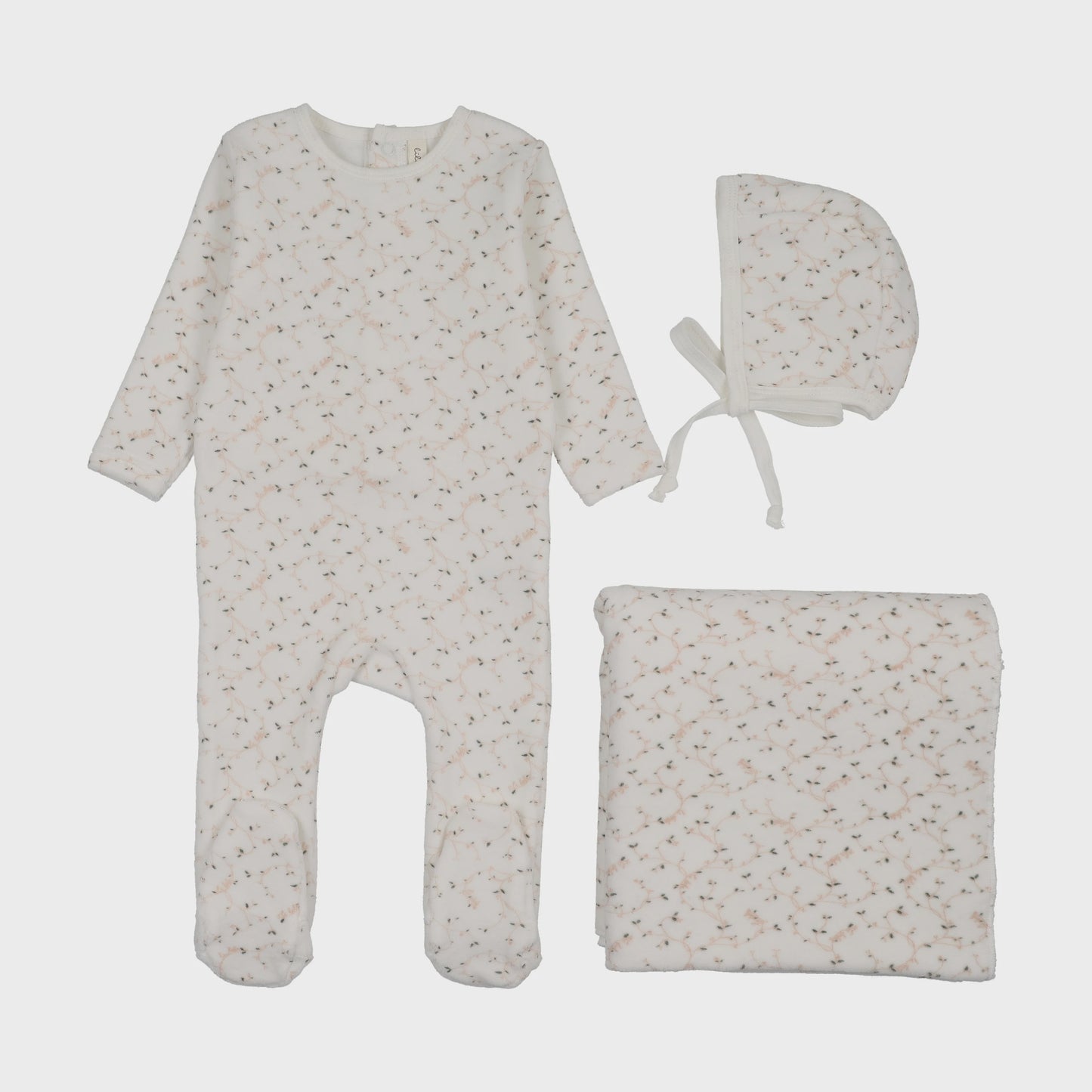 Lilette Velour Branch Print Layette Set