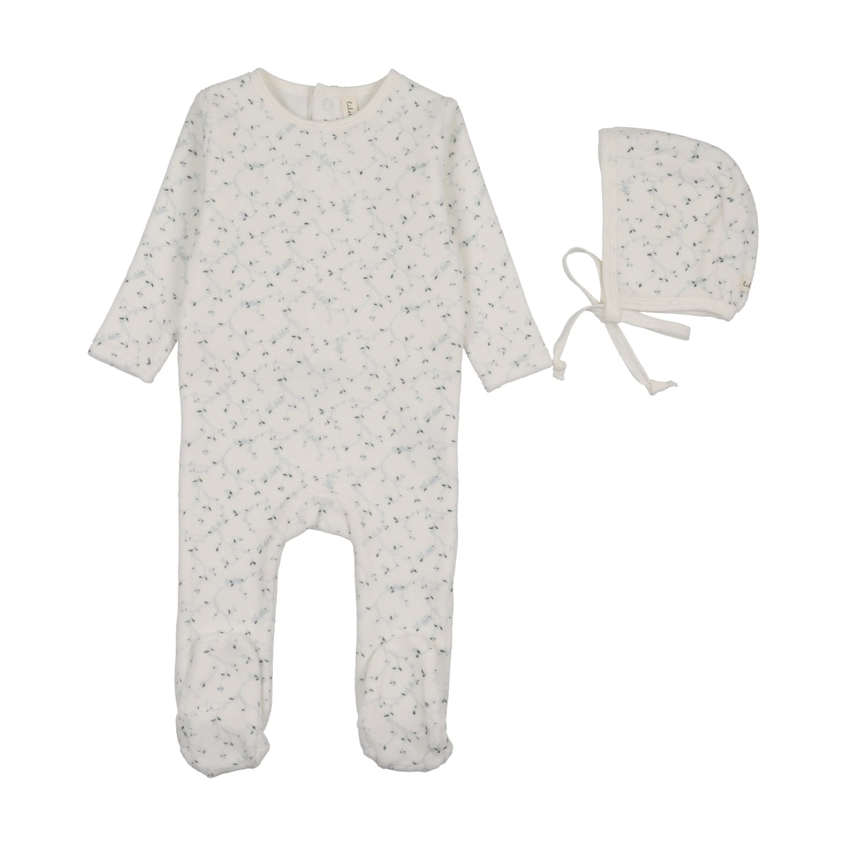 Lilette Velour Branch Print Footie Set