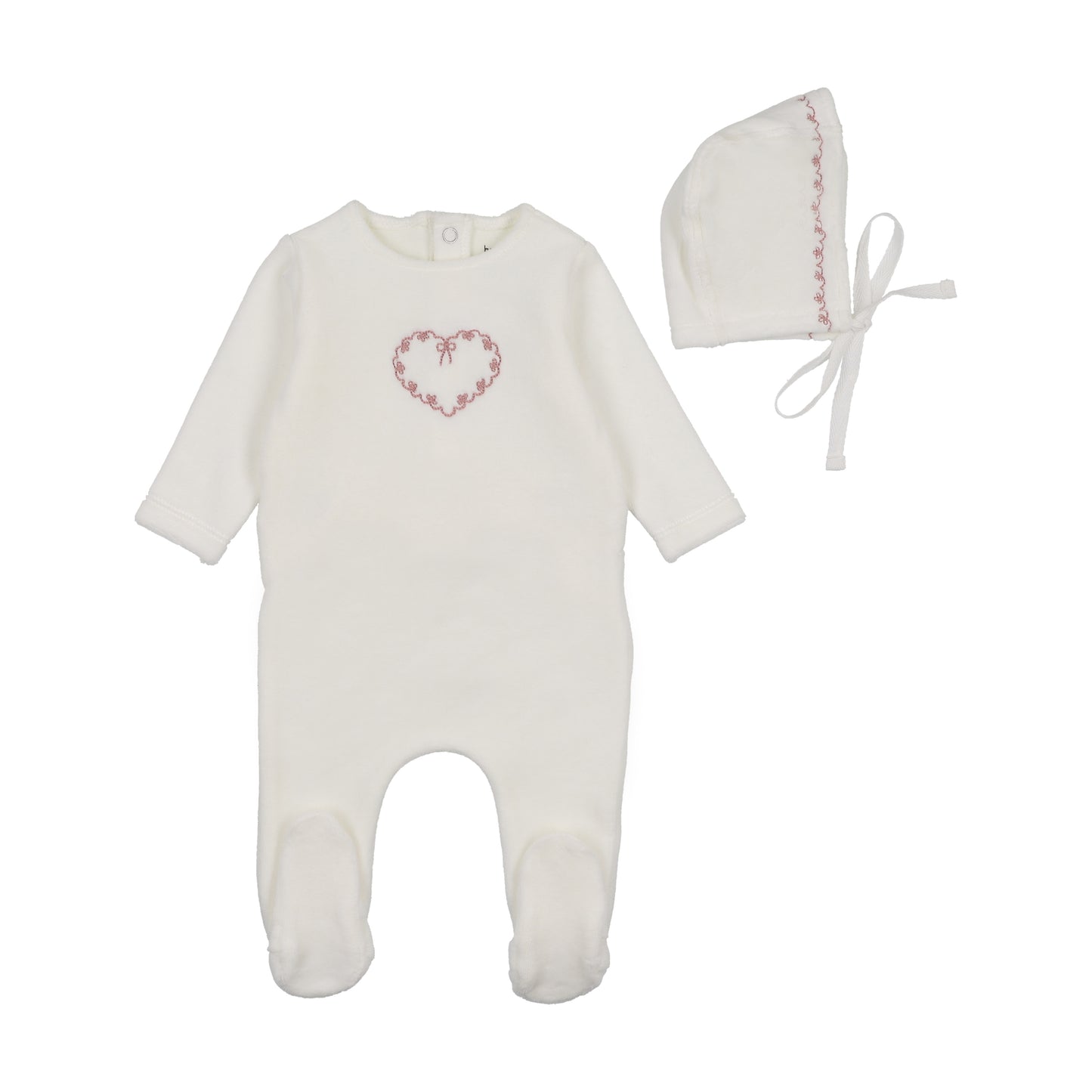 Bee and Dee Lovely Loops Velour Footie Set