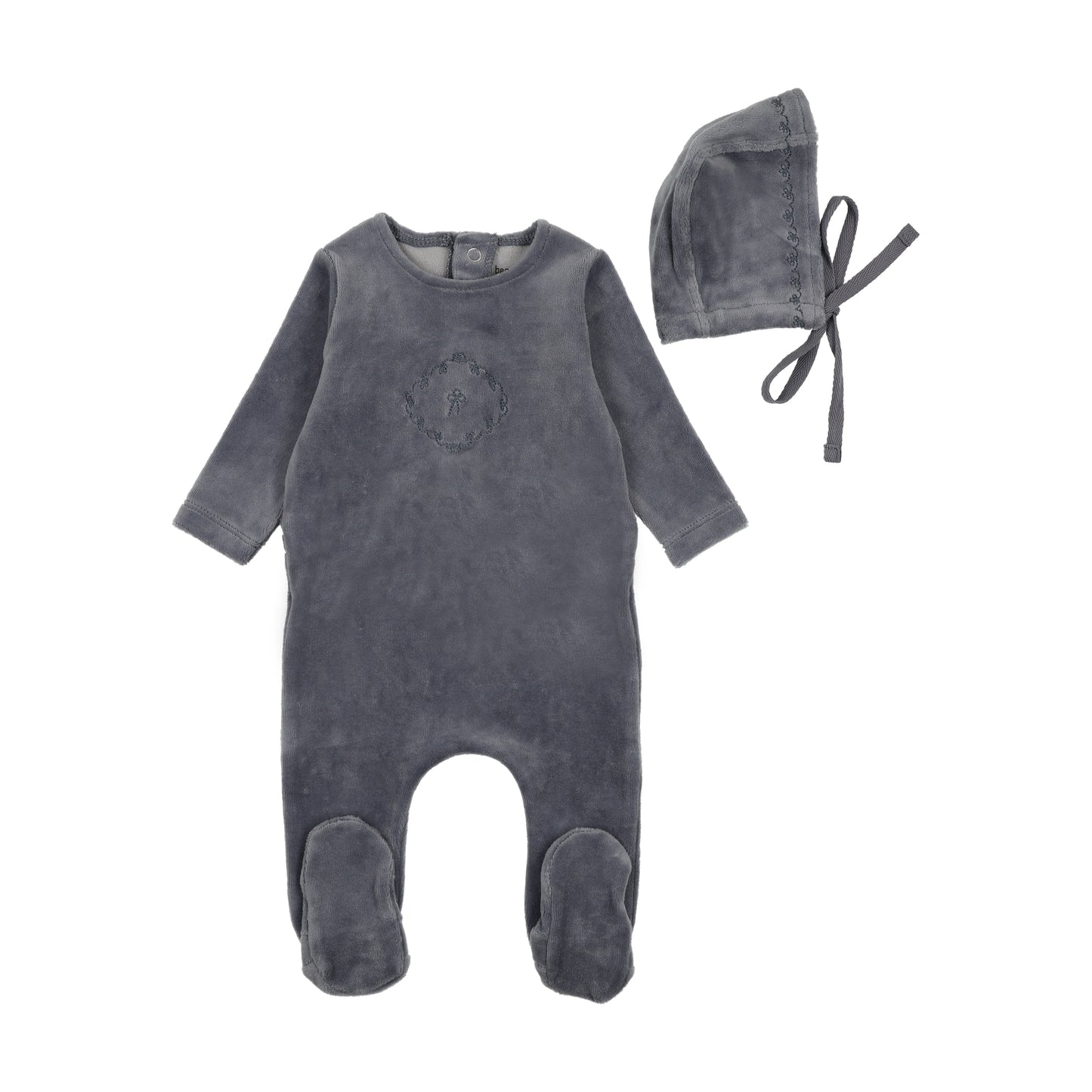 Bee and Dee Lovely Loops Velour Footie Set