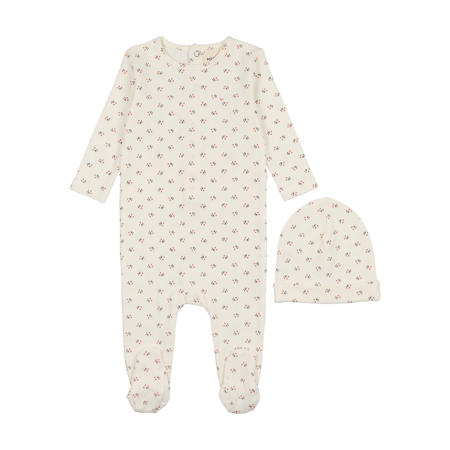 Mema Knits Bud Print Footie Set