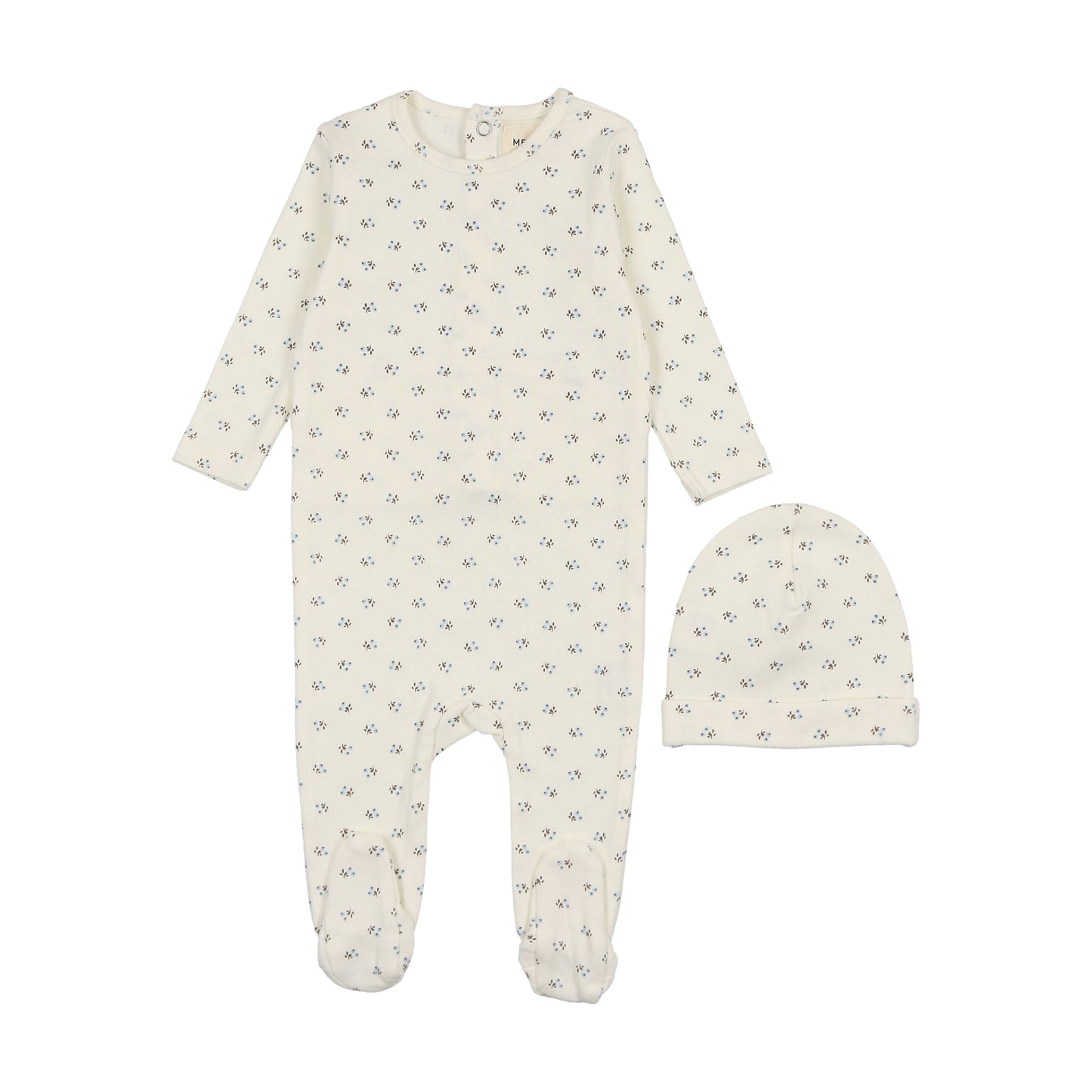 Mema Knits Bud Print Footie Set