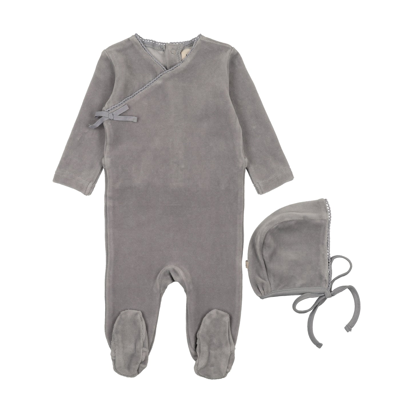 Mema Knits Velour Mock Wrap Footie Set
