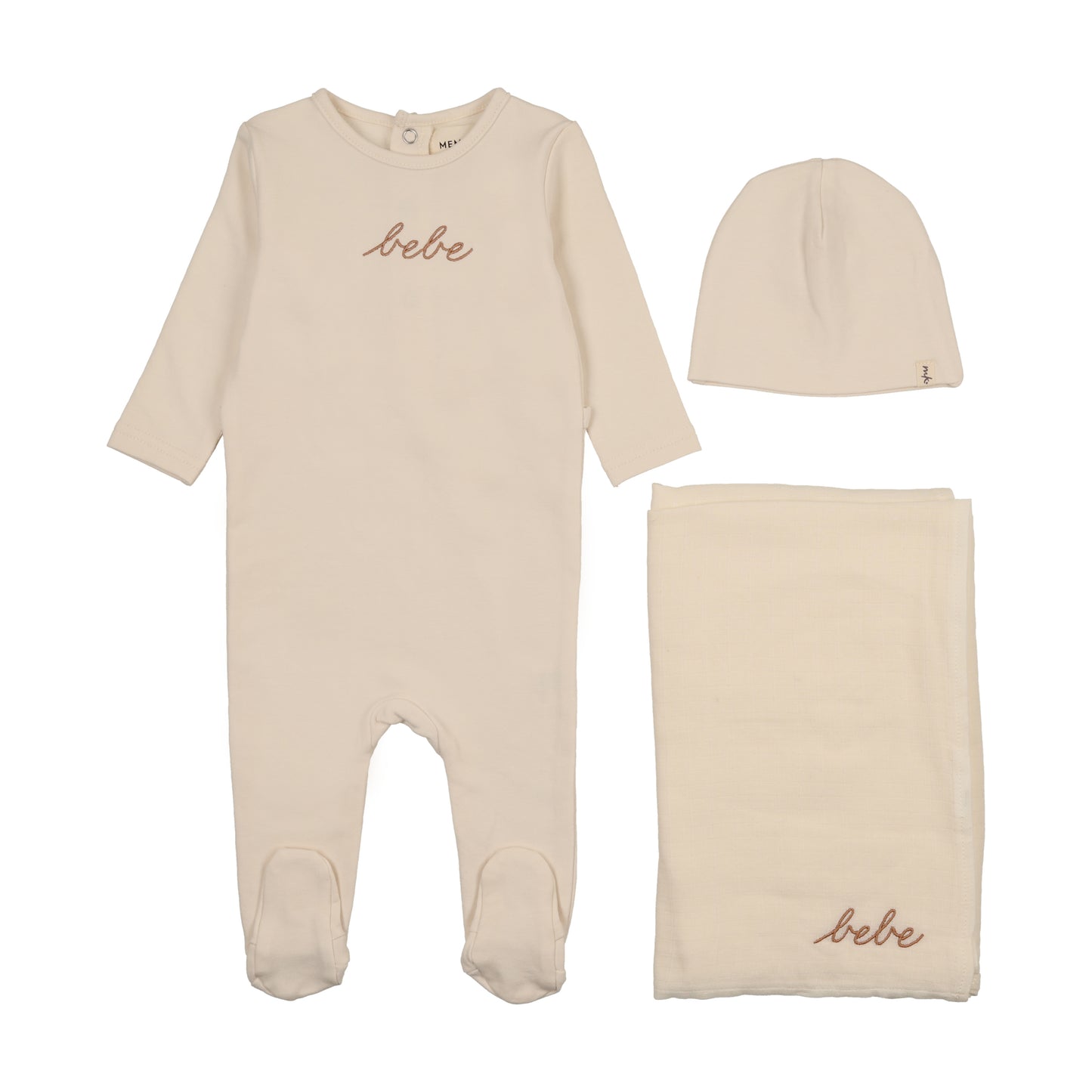 Mema Knits French Terry Embroidered Bebe Layette Set