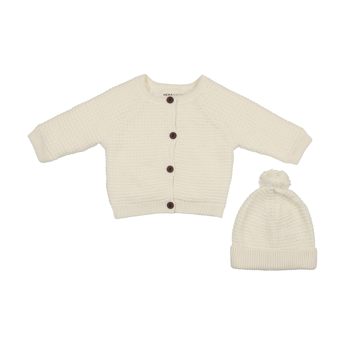 Mema Knits Knit Sherpa Lined Jacket + Pompom Beanie