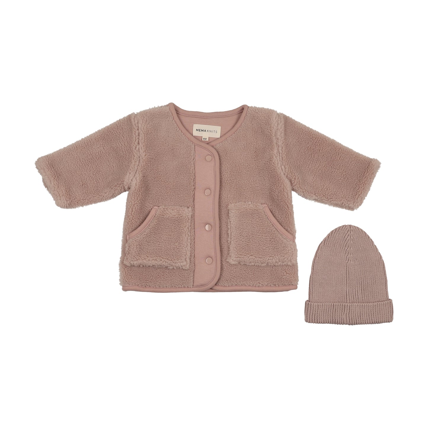 Mema Knits Sherpa Jacket + Beanie