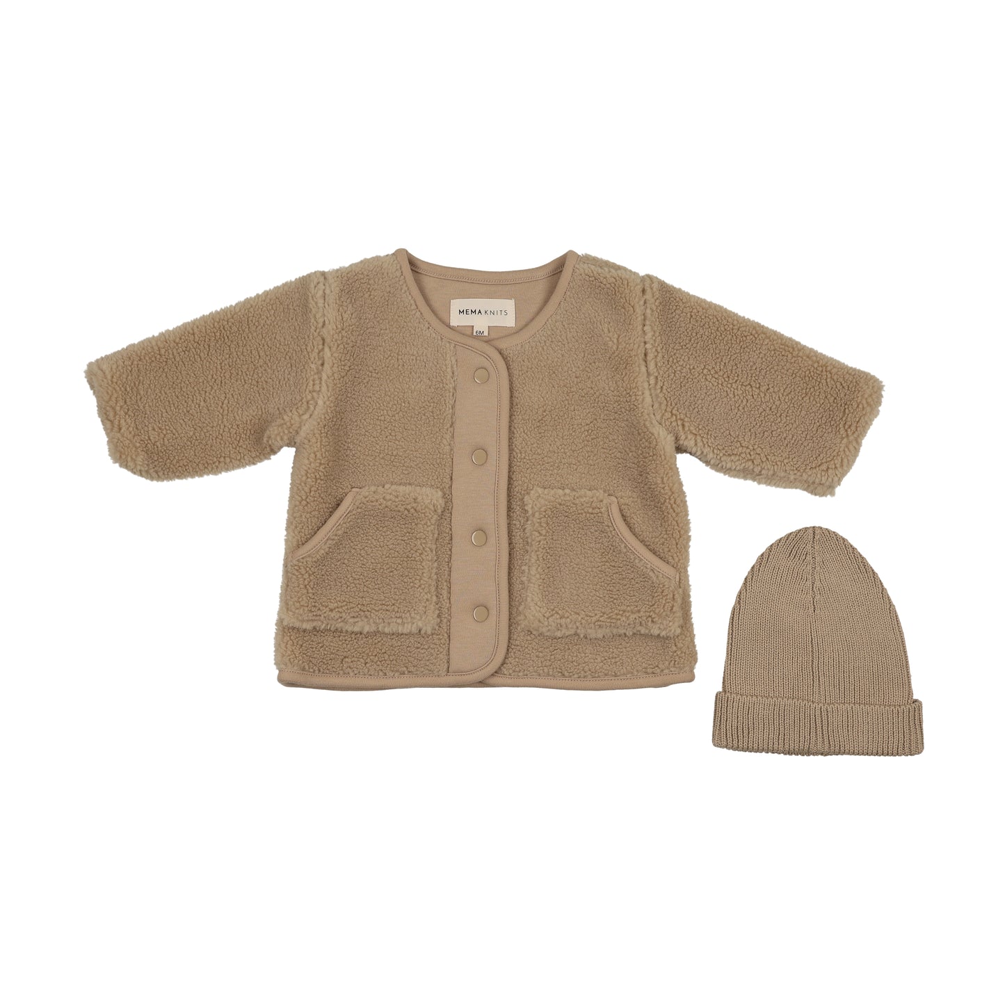 Mema Knits Sherpa Jacket + Beanie