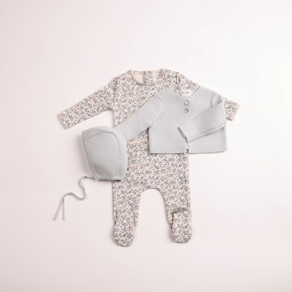 Bee and Dee Petit Fleurs Footie Cardigan Set