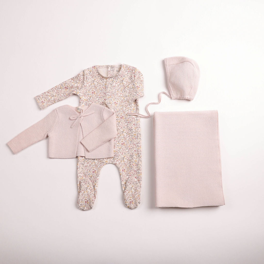 Bee and Dee Petit Fleurs Footie Cardigan Set + Blanket