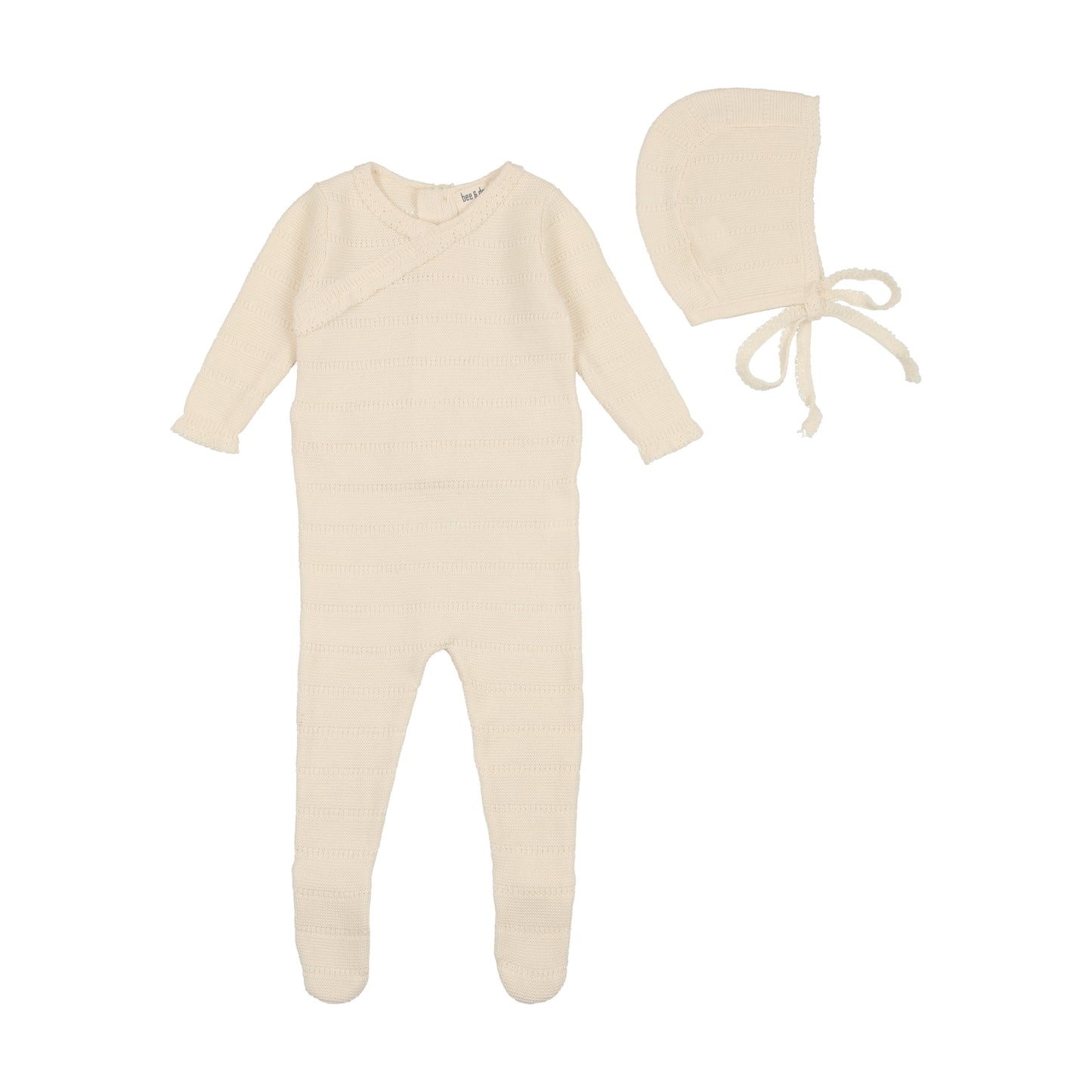 Bee and Dee Pointelle Knit Footie and Bonnet