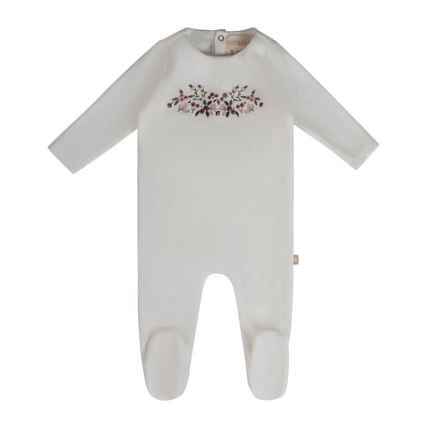 Citrine Embroidered Garden Footie