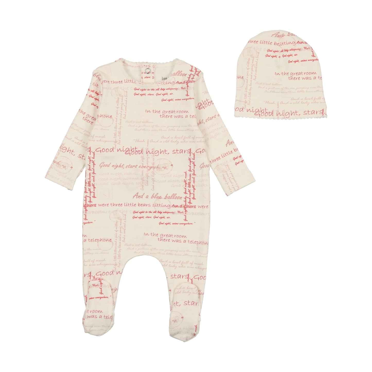 Bee and Dee Script Print Footie and Beanie