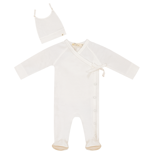 Fragile Solid Scallop Stitch Footie and Hat