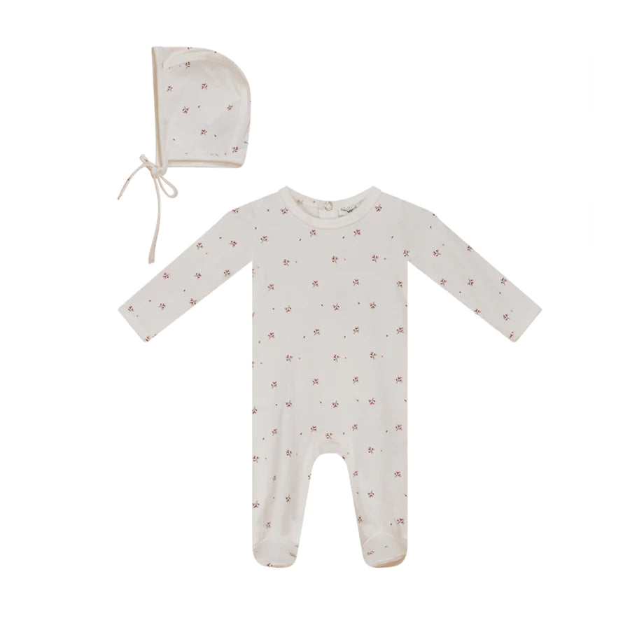 Little Fragile Floral Footie and Bonnet