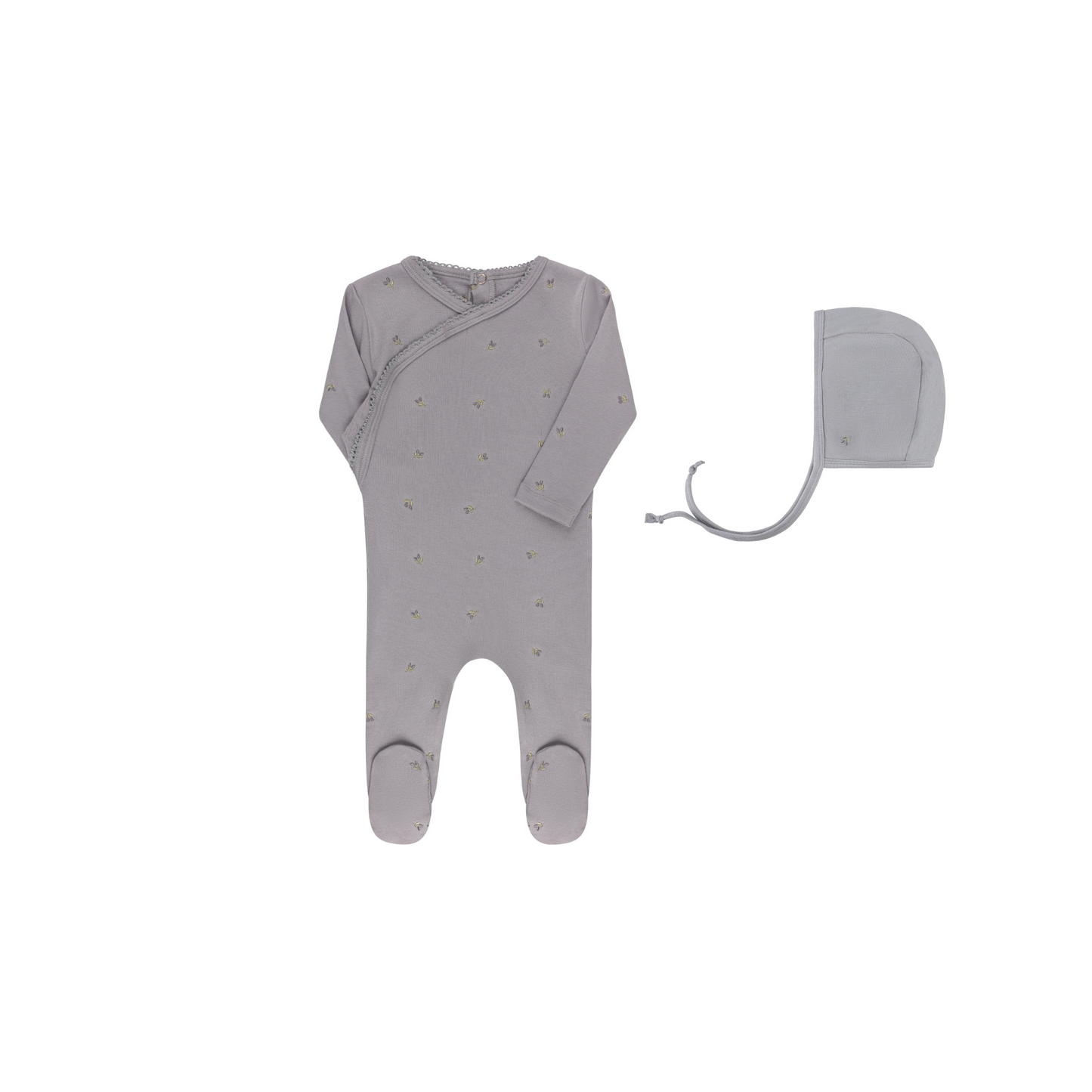 Ely's & Co. Embroidered Tulip/Berry Footie Set