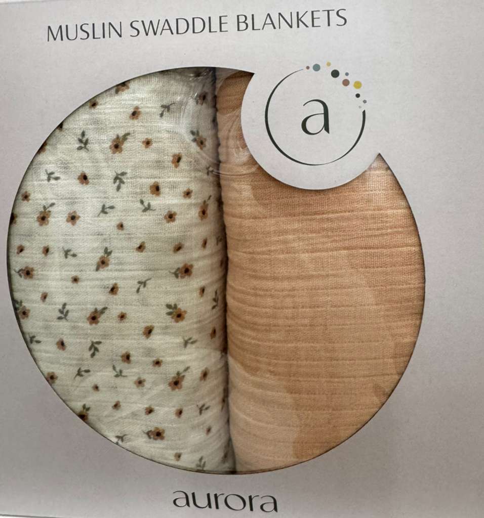 Aurora Floral Rib Muslin Swaddle 2 PK