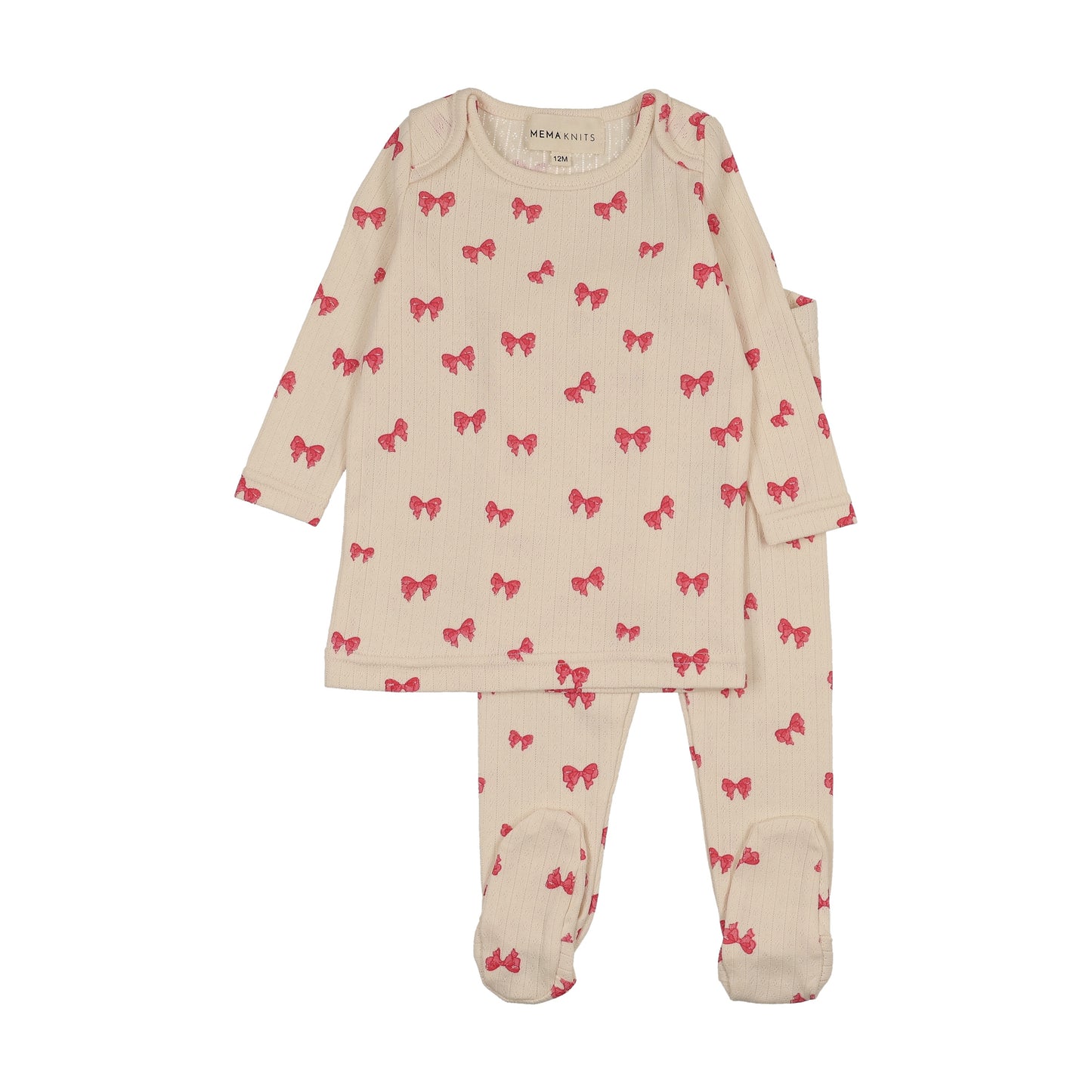 Mema Knits Bow Print two Piece Set