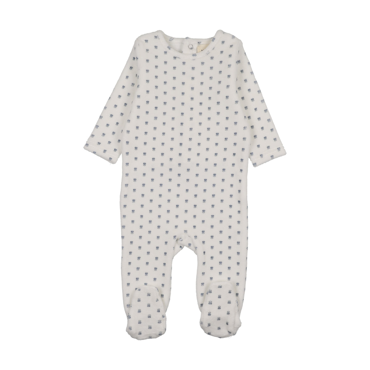 Mema Knits Velour Floral Printed Footie