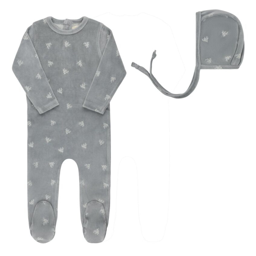 Ely's & Co. Velour Leaf Footie Set