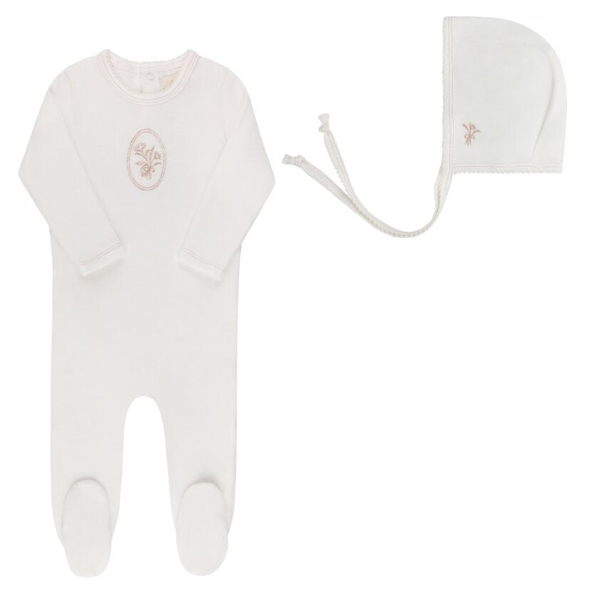 Ely's & Co. Velour Center Floral Footie Set