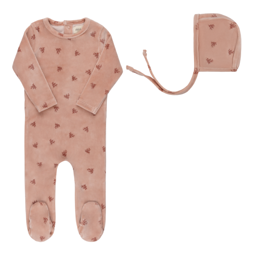 Ely's & Co. Velour Leaf Footie Set